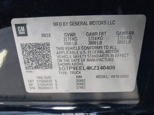 1GTP9EEL4KZ140409 GMC Sierra 1500 At4
