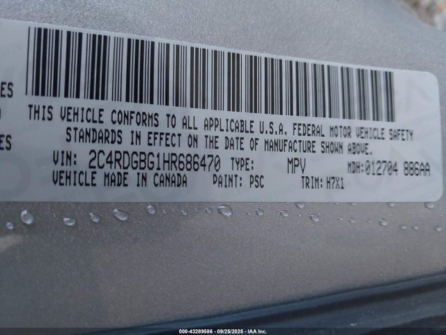 2C4RDGBG1HR686470 Dodge 2017