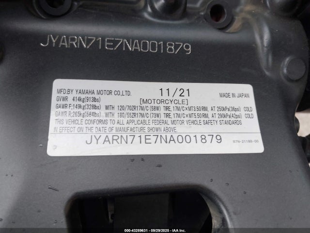 Yamaha Mtn890 (mt-09) 2022 JYARN71E7NA001879 Image 10