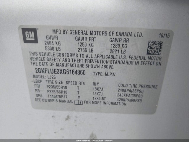 2GKFLUE3XG6164860 GMC lfx - sidi, vvt, e85 max, aluminum