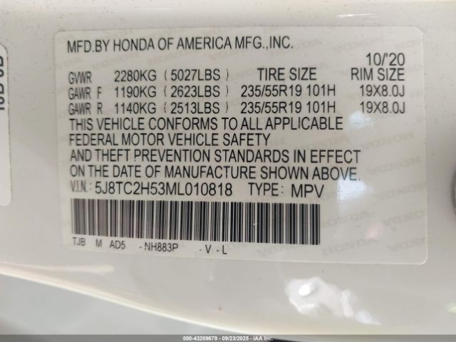 2021 ACURA RDX 5J8TC2H53ML010818 Photo 8