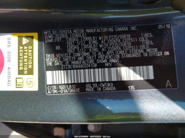 2010 LEXUS RX 350 2T2ZK1BAXAC034138 Photo 8
