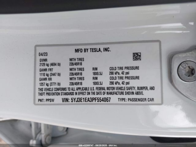 2023 TESLA MODEL 3 5YJ3E1EA3PF554067 Photo 8