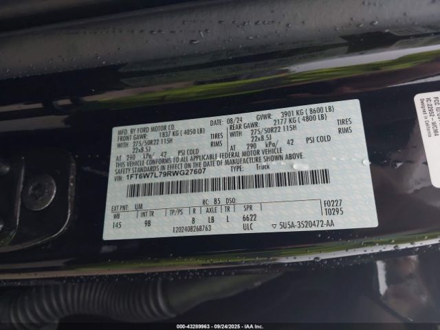 2024 FORD F-150 LIGHTNING 1FT6W7L79RWG27607 Photo 8