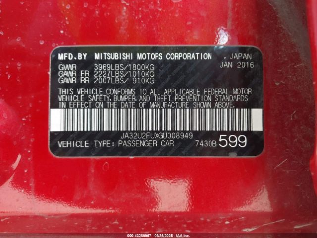 2016 MITSUBISHI LANCER JA32U2FUXGU008949 Photo 8