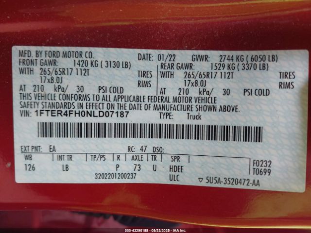 2022 FORD RANGER 1FTER4FH0NLD07187 Photo 8