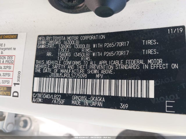 JTEBU5JR0L5775098 Toyota 1gr-fe