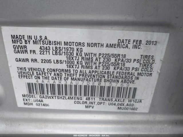 2013 MITSUBISHI OUTLANDER SPORT 4A4AR3AU7DE015769 Photo 8