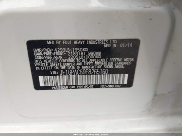 Subaru Impreza 2014 JF1GPAC69E8265160 Image 9