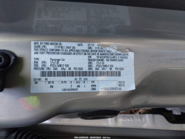 2015 FORD C-MAX ENERGI 1FADP5CU4FL116002 Photo 8