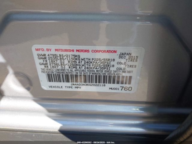 2016 MITSUBISHI OUTLANDER JA4AD3A36GZ022118 Photo 8