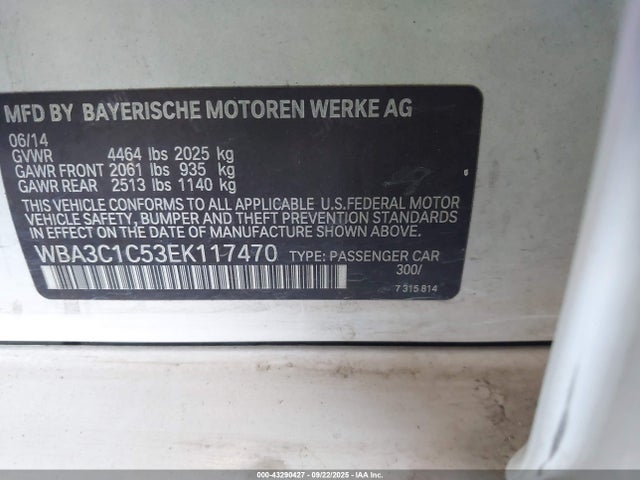 WBA3C1C53EK117470 BMW 328I
