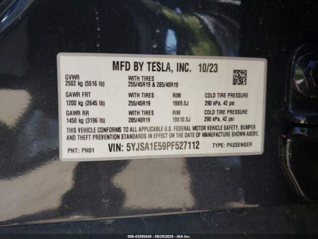 2023 TESLA MODEL S 5YJSA1E59PF527112 Photo 8
