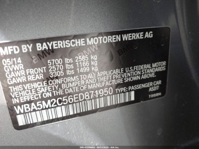 2014 BMW 535I GRAN TURISMO WBA5M2C56ED871950 Photo 8