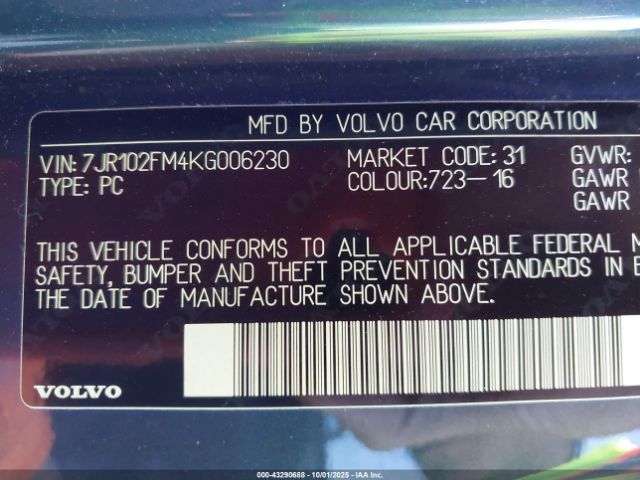 2019 VOLVO S60 7JR102FM4KG006230 Photo 8