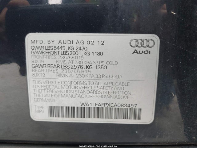 2012 AUDI Q5 WA1LFAFPXCA083497 Photo 8