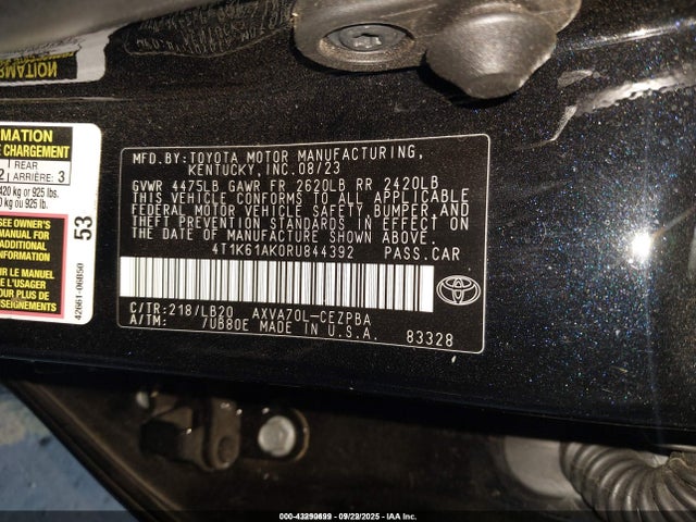 4T1K61AK0RU844392 Toyota a25a-fks