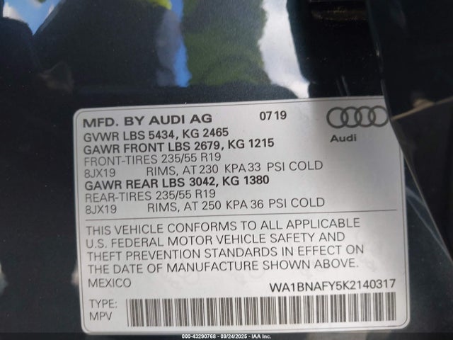 2019 AUDI Q5 WA1BNAFY5K2140317 Photo 8