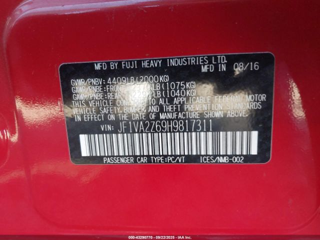 2017 SUBARU WRX STI JF1VA2Z69H9817311 Photo 8