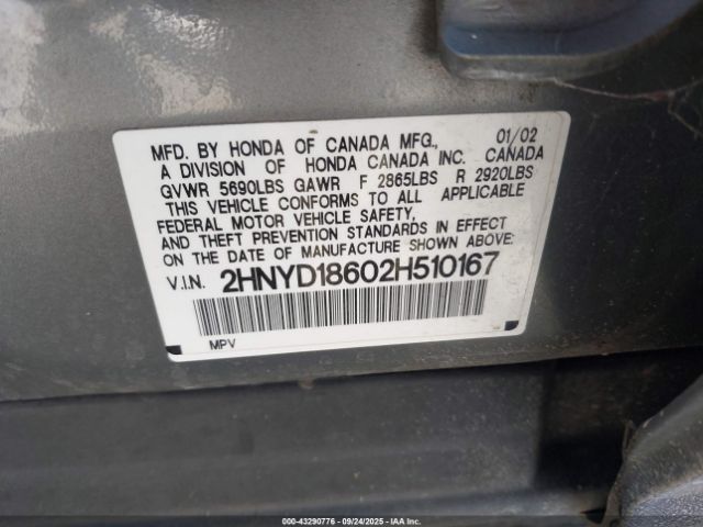 2002 ACURA MDX 2HNYD18602H510167 Photo 8