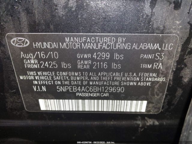 2011 HYUNDAI SONATA 5NPEB4AC6BH129690 Photo 8