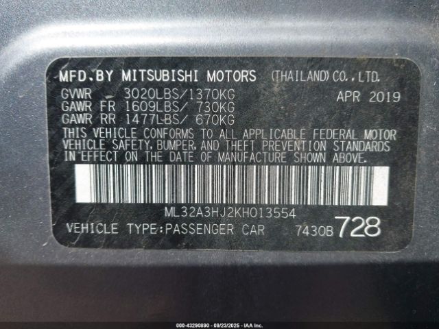 2019 MITSUBISHI MIRAGE ML32A3HJ2KH013554 Photo 8