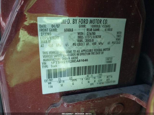 2008 FORD F-250 1FTSW21R28EA81646 Photo 8