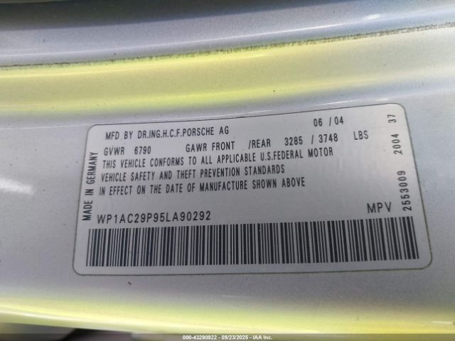 2005 PORSCHE CAYENNE WP1AC29P95LA90292 Photo 8