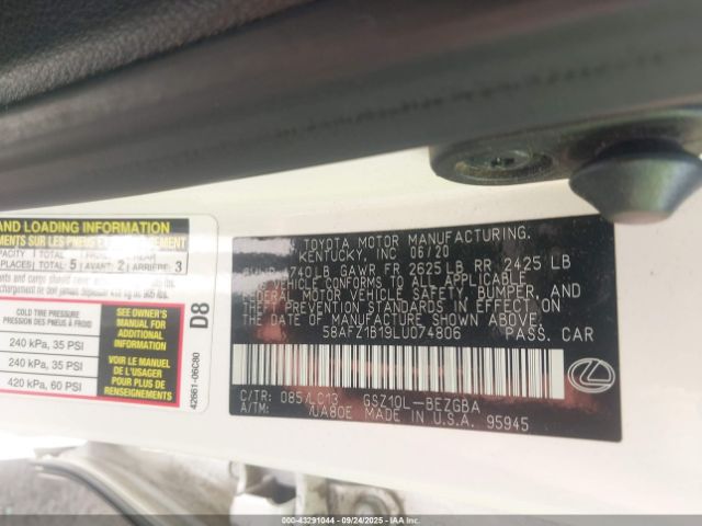 2020 LEXUS ES 350 58AFZ1B19LU074806 Photo 8