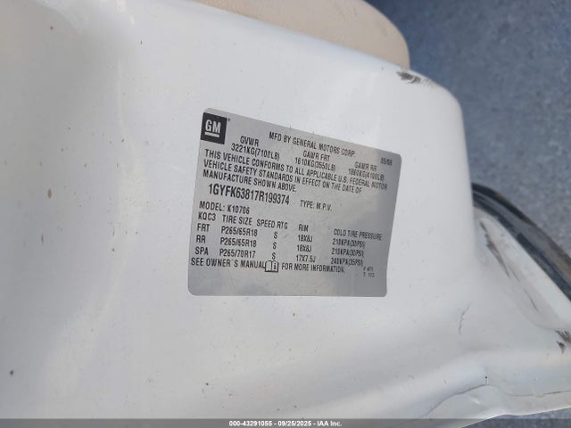 2007 CADILLAC ESCALADE 1GYFK63817R199374 Photo 8