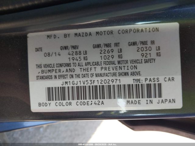 2015 MAZDA MAZDA6 JM1GJ1V53F1202971 Photo 8