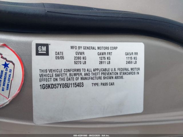 2006 CADILLAC DTS 1G6KD57Y06U115403 Photo 8