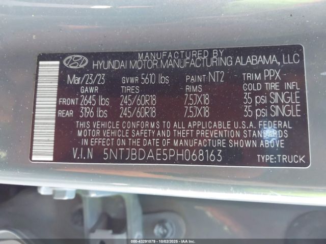 2023 HYUNDAI SANTA CRUZ 5NTJBDAE5PH068163 Photo 8