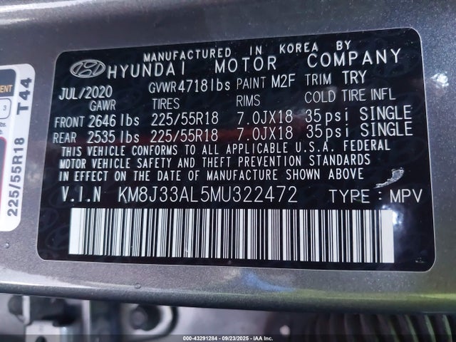 KM8J33AL5MU322472 Hyundai gdi theta ii