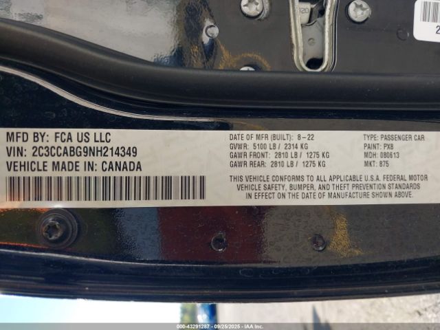 2022 CHRYSLER 300 2C3CCABG9NH214349 Photo 8