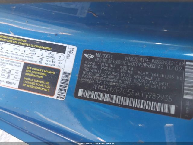 2010 MINI COOPER S WMWMF7C55ATW89935 Photo 8