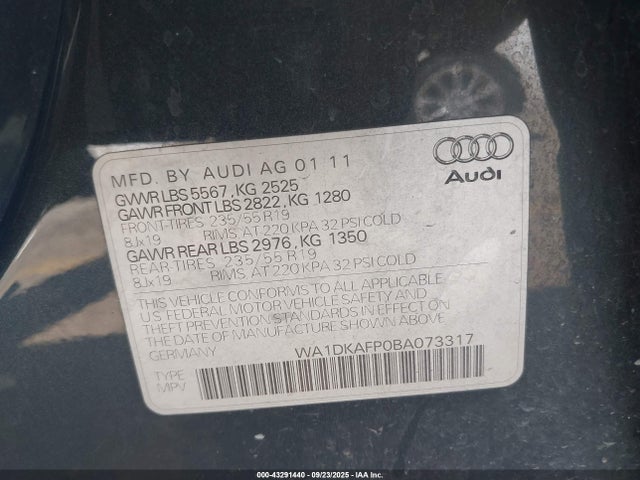 2011 AUDI Q5 WA1DKAFP0BA073317 Photo 8