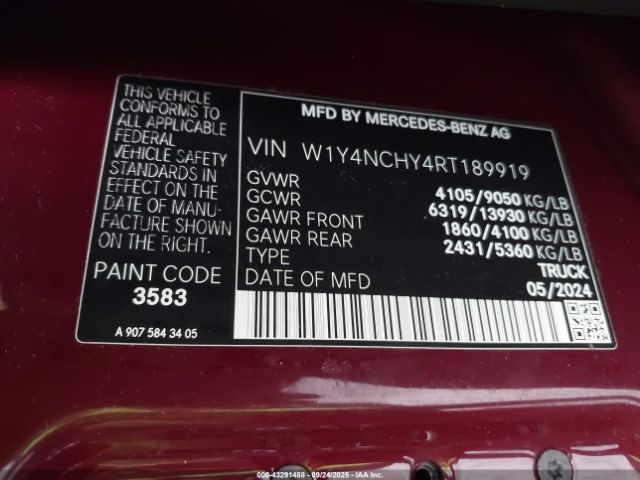 2024 MERCEDES-BENZ SPRINTER 2500 W1Y4NCHY4RT189919 Photo 8