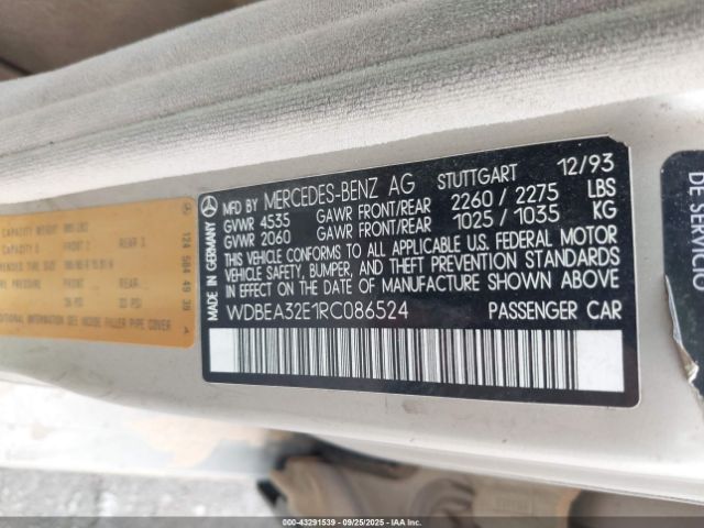 1994 MERCEDES-BENZ E WDBEA32E1RC086524 Photo 8