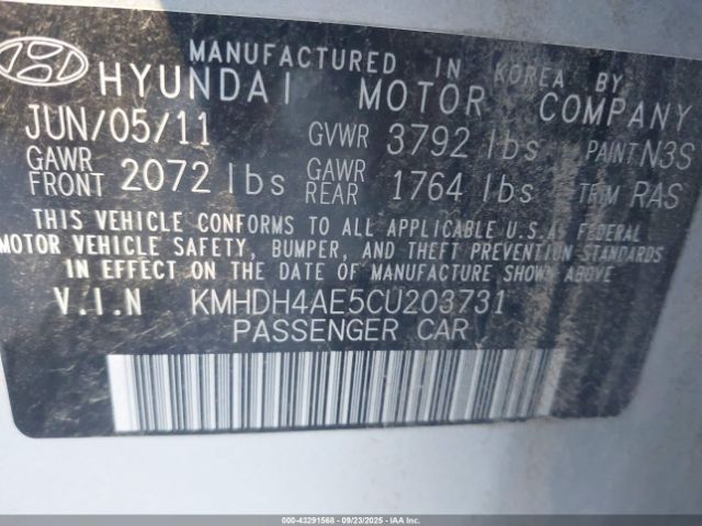 2012 HYUNDAI ELANTRA KMHDH4AE5CU203731 Photo 8