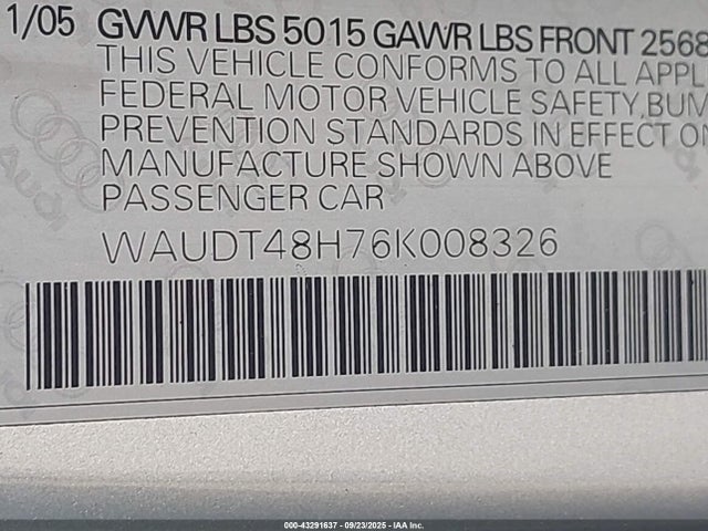 2006 AUDI A4 WAUDT48H76K008326 Photo 8