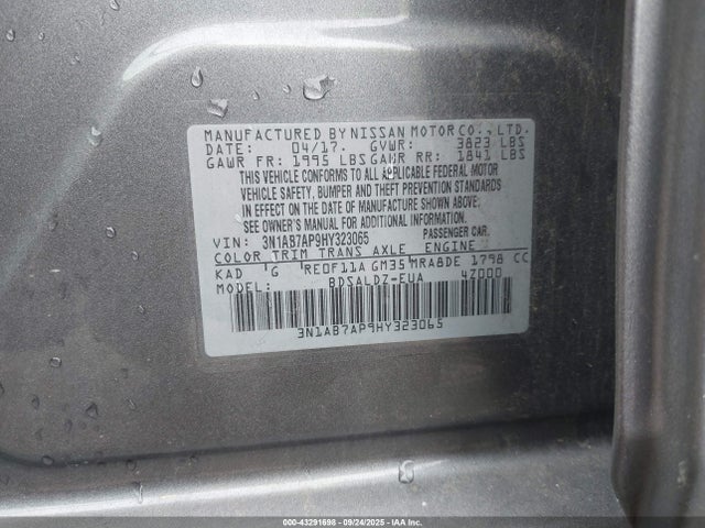 Nissan Sentra 2017 3N1AB7AP9HY323065 Image 9