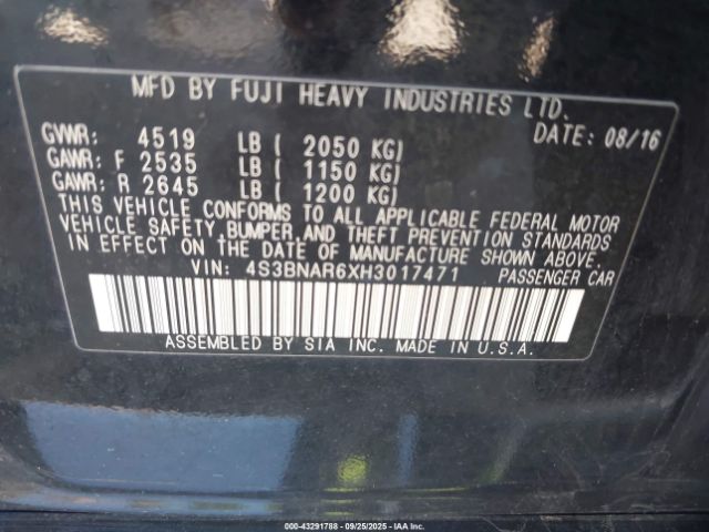 2017 SUBARU LEGACY 4S3BNAR6XH3017471 Photo 8