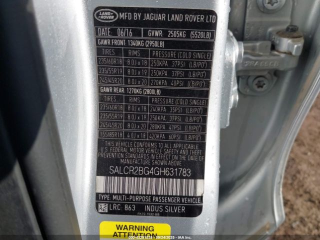2016 LAND ROVER DISCOVERY SPORT SALCR2BG4GH631783 Photo 8