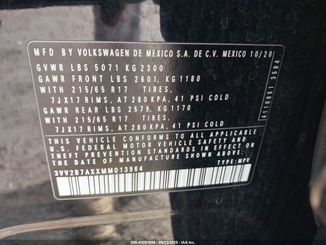 2021 VOLKSWAGEN TIGUAN 3VV2B7AXXMM013964 Photo 8