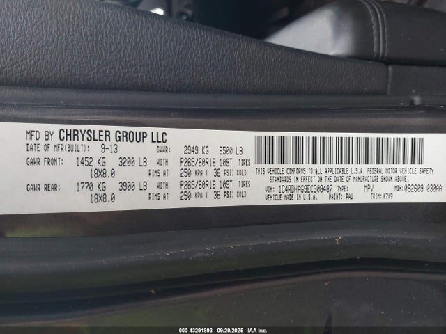 Dodge 2014 2014 1C4RDHAG9EC308487 Image 9