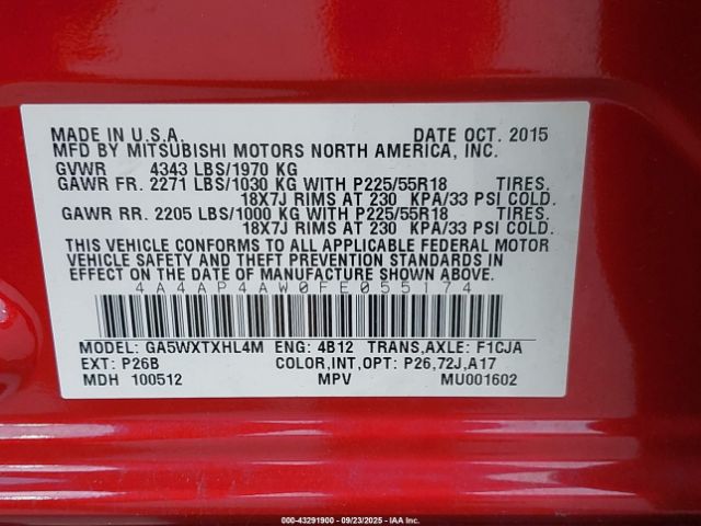 2015 MITSUBISHI OUTLANDER SPORT 4A4AP4AW0FE055174 Photo 8