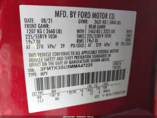 2021 FORD MUSTANG MACH-E 3FMTK3SU5MMA47225 Photo 8