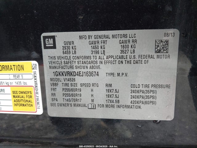GMC llt 2014 1GKKVRKD4EJ163674 Image 9