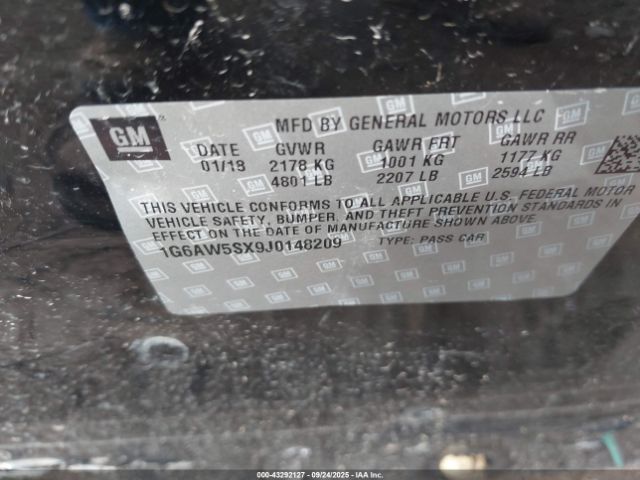 2018 CADILLAC CTS 1G6AW5SX9J0148209 Photo 8